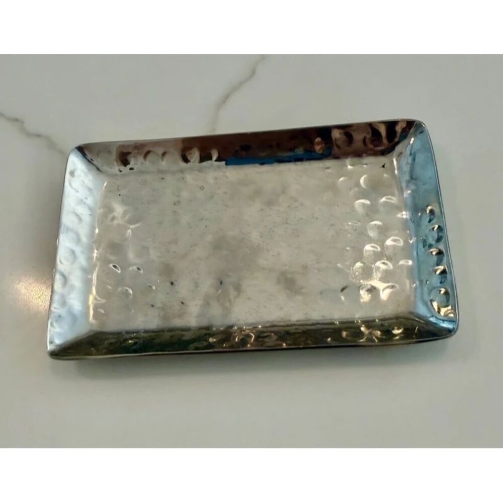 Rectangular hammered metal tray